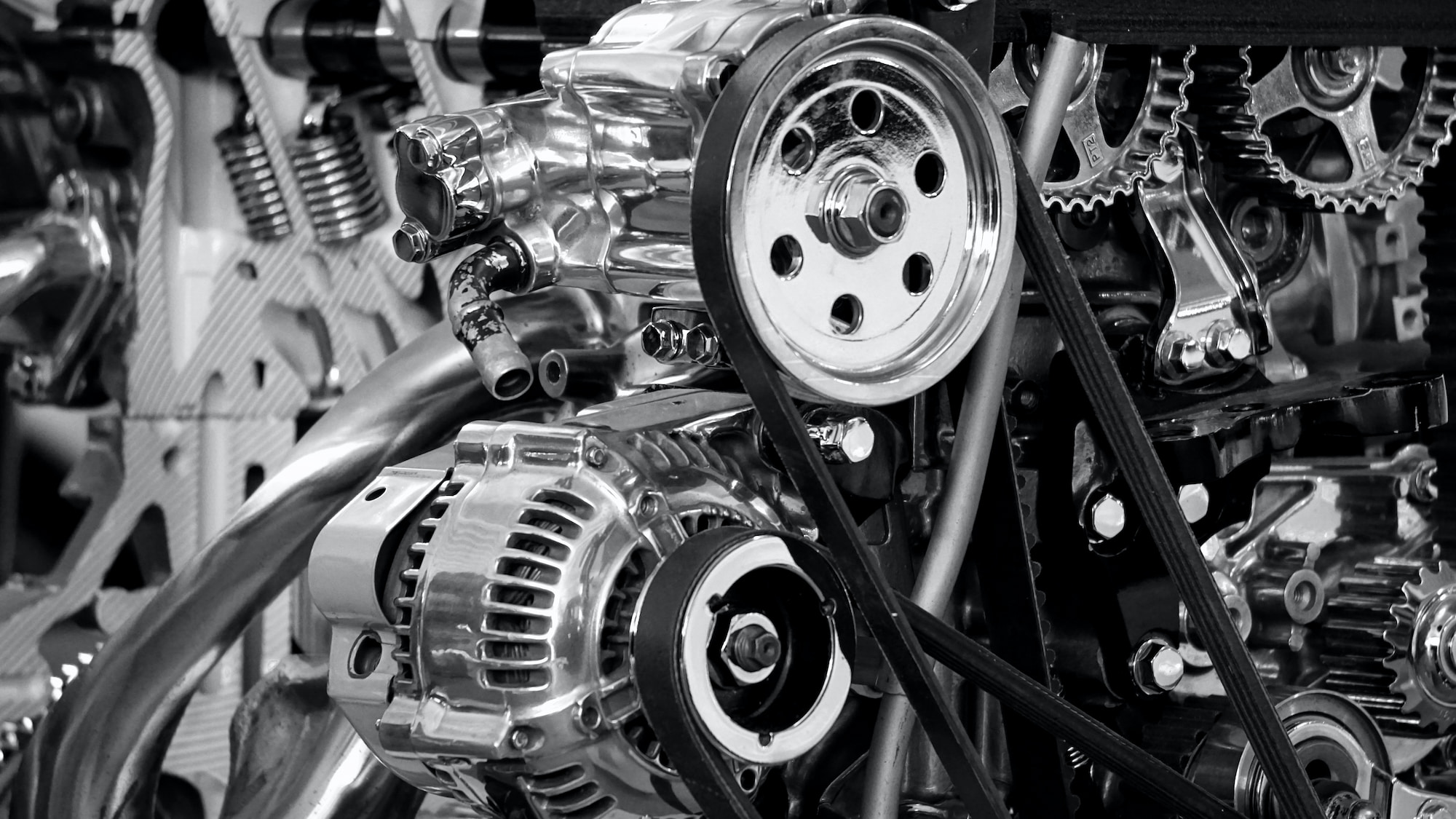 Truck engine black and white