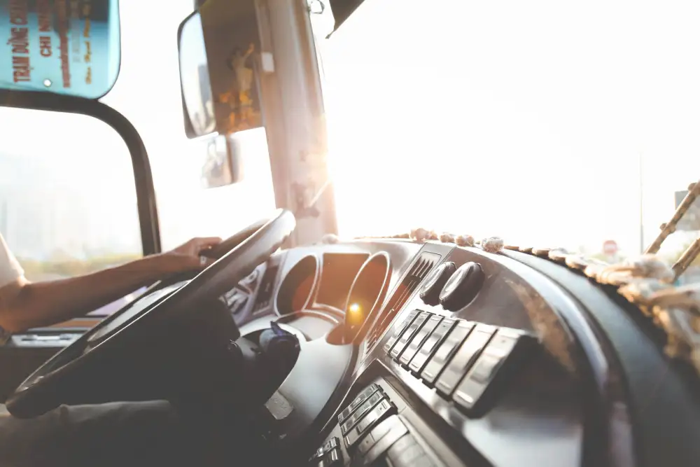 Truck driver behind the wheel