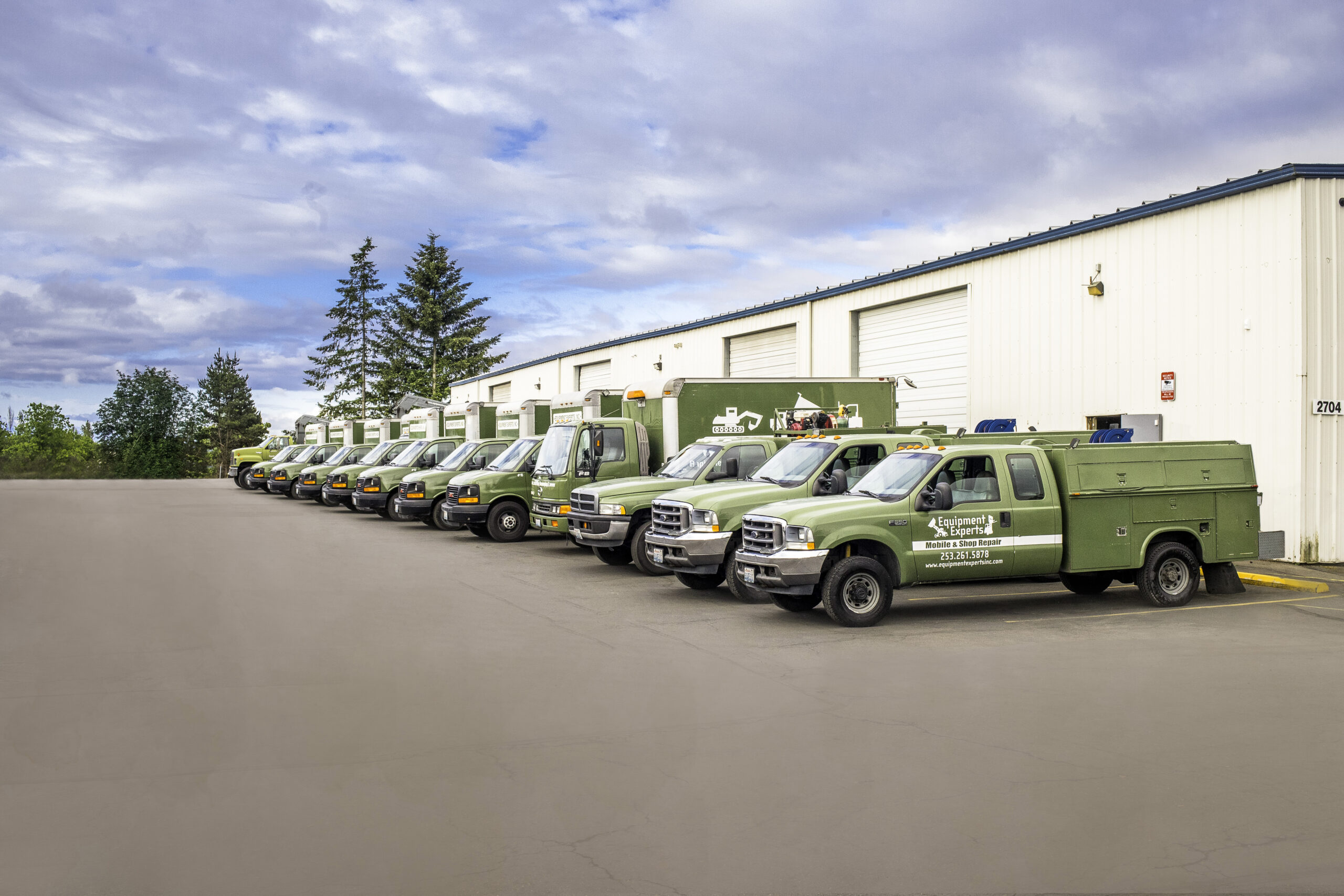 A picture of fleet vehicles lined up in a row