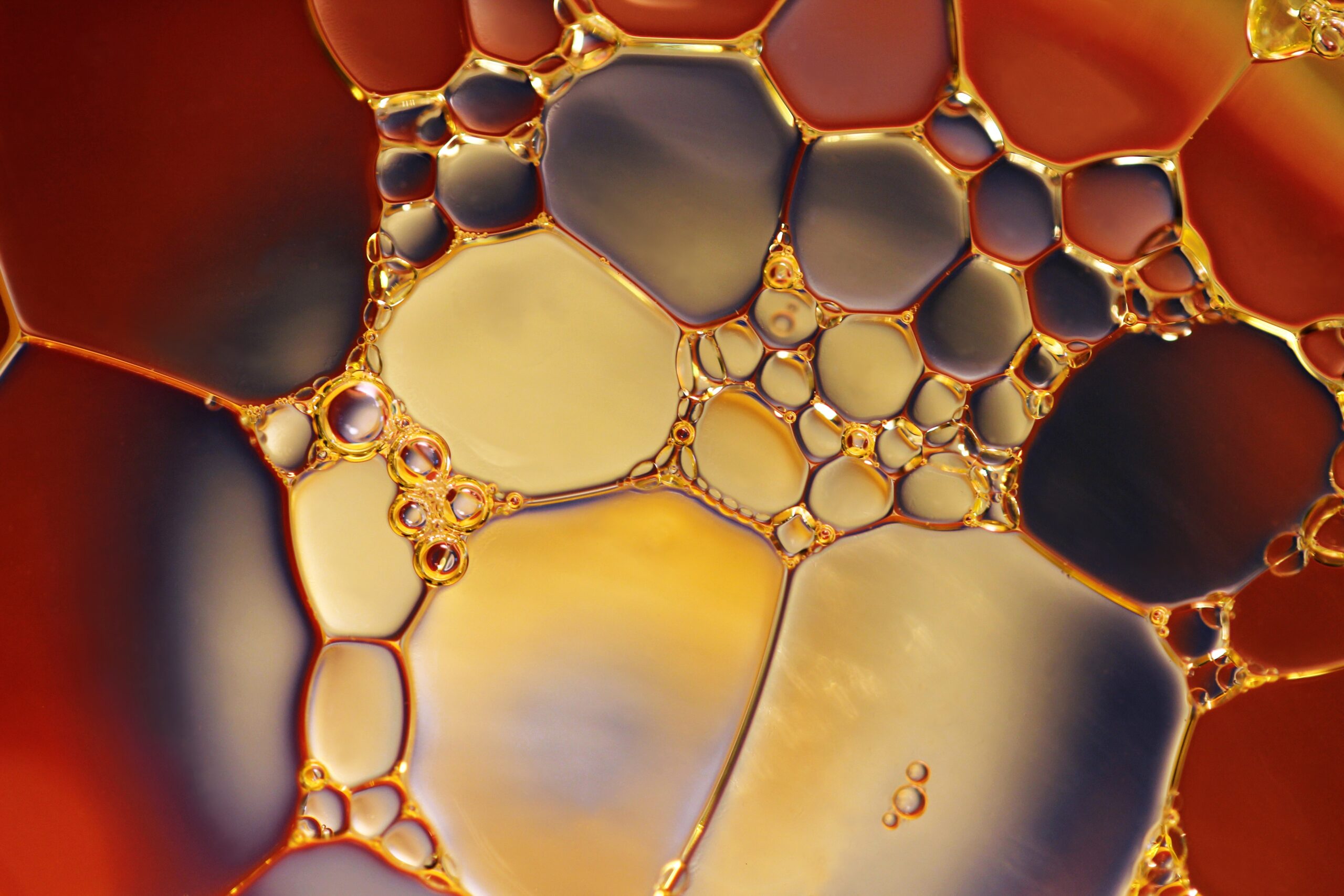 A close-up of very bubbly oil
