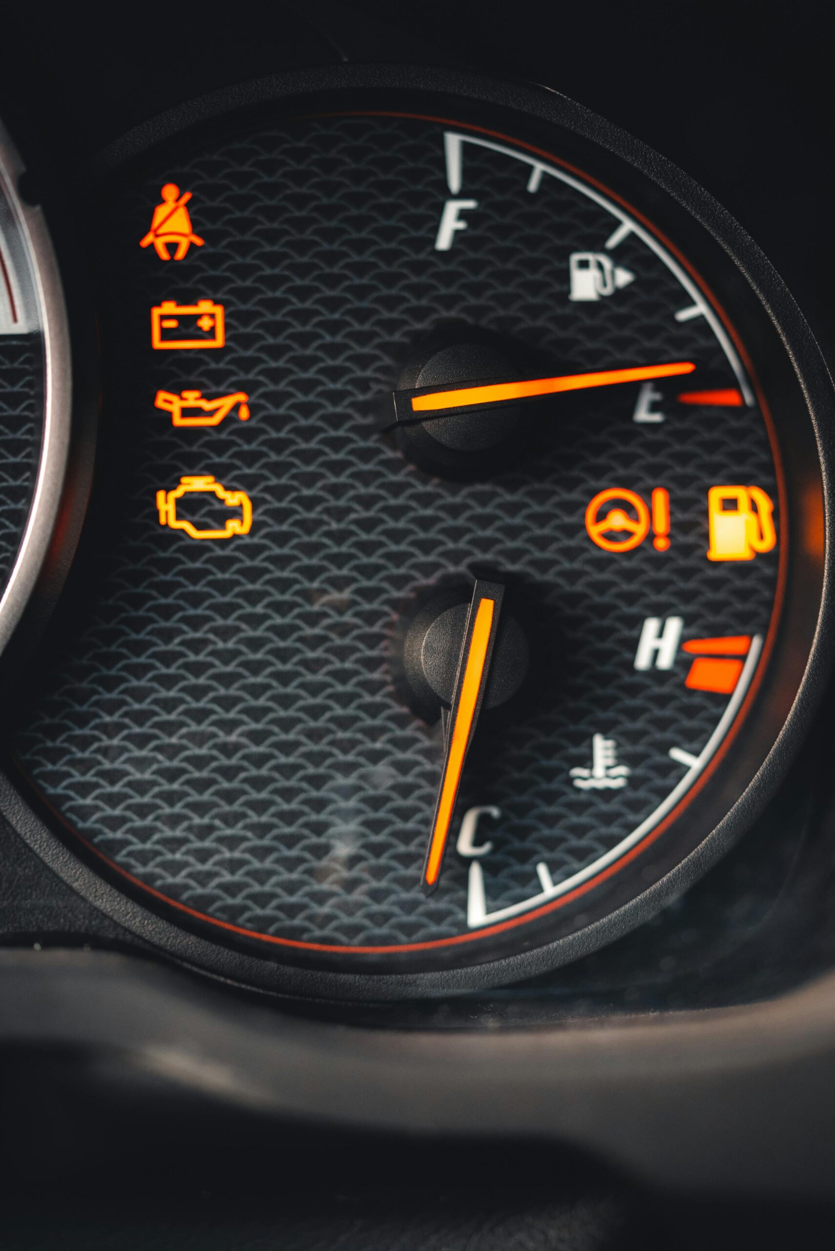 Oil pressure and oil gauges on a truck dashboard