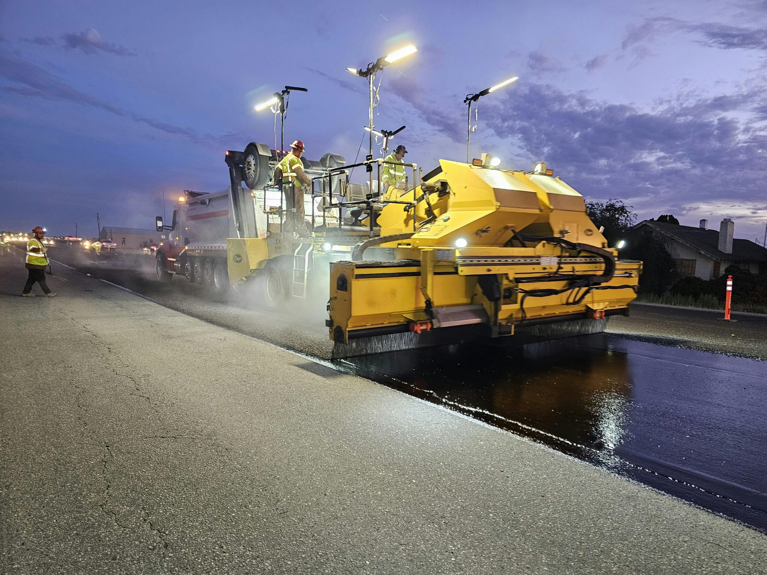 A cold planer at night