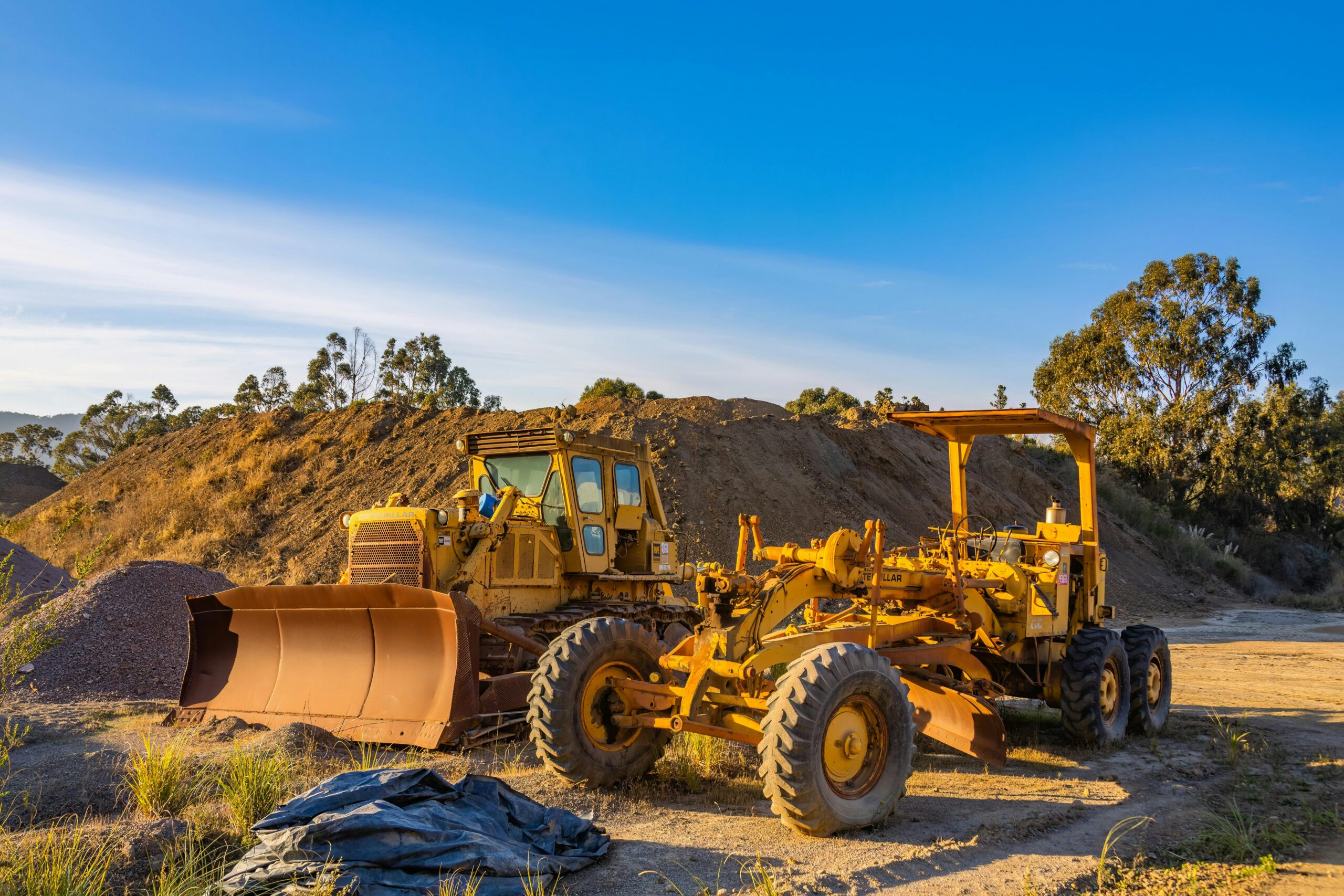 A heavy equipment scraper