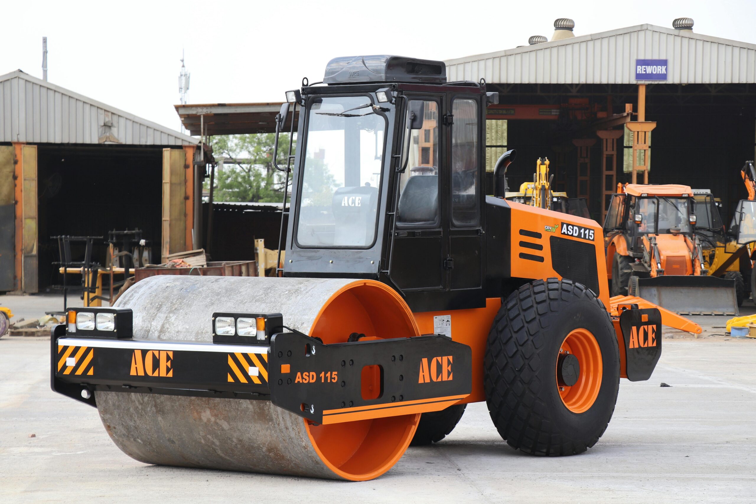 A piece of heavy equipment that's orange