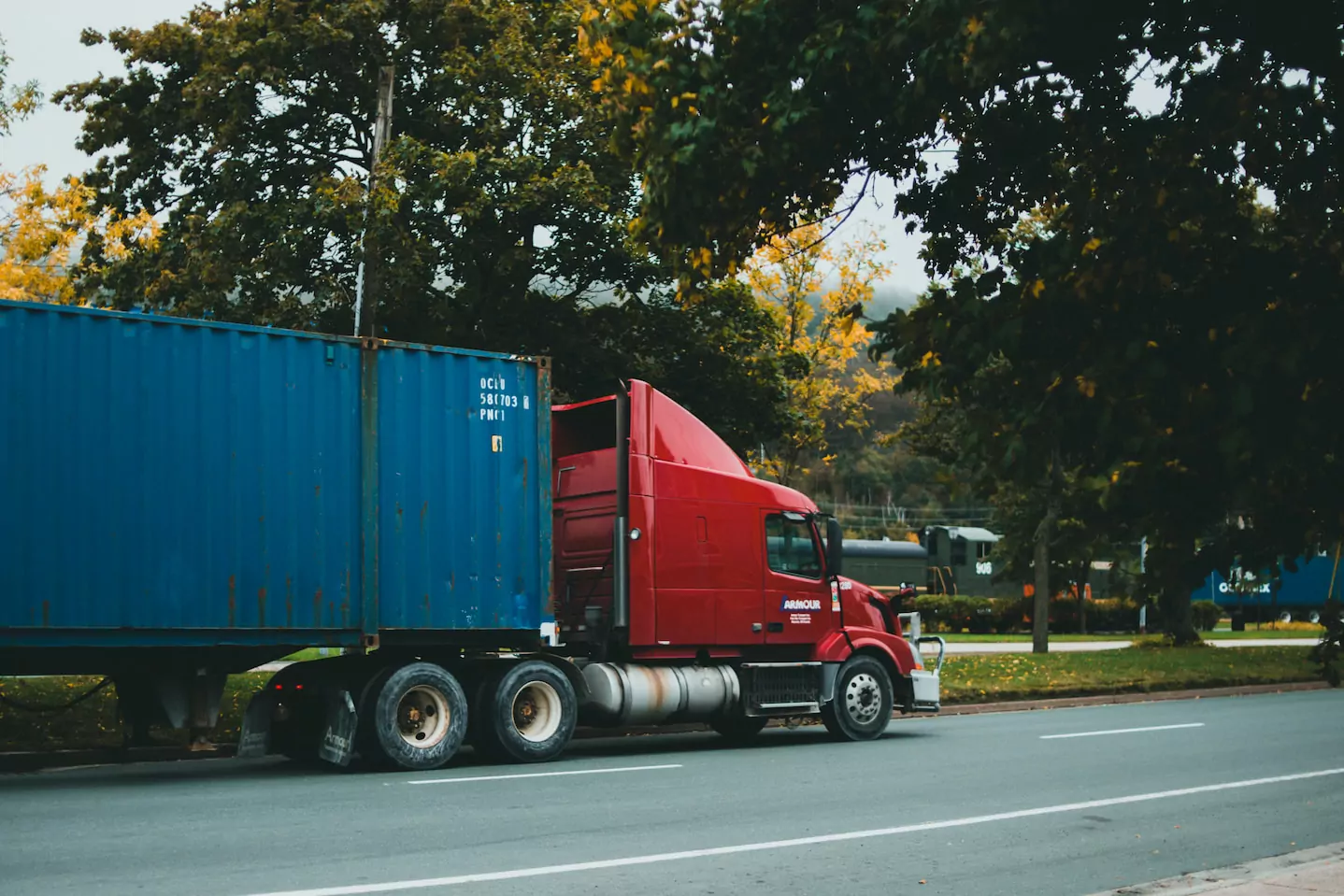 Truck driving on the road