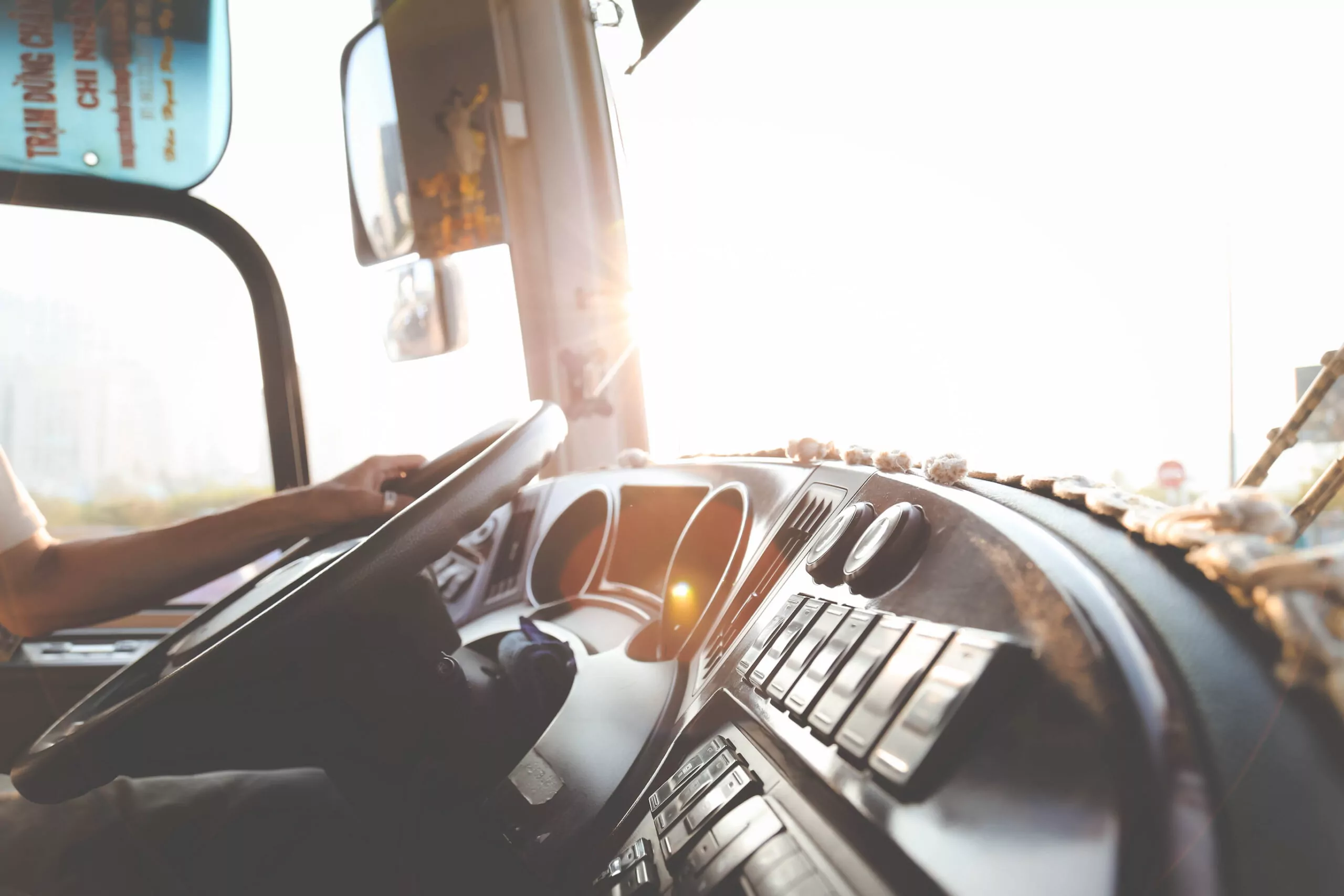 Truck driver behind the wheel